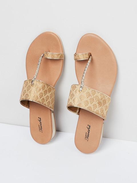 

max Women Gold-Toned Printed One Toe Flats