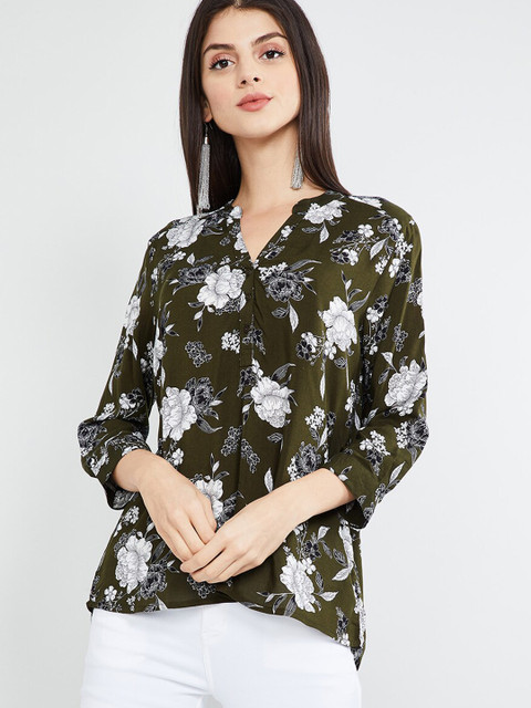 

max Women's Green & Grey Floral Printed Tunic
