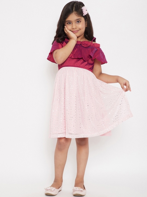 

Stylo Bug Girls Pink Solid Fit and Flare Dress
