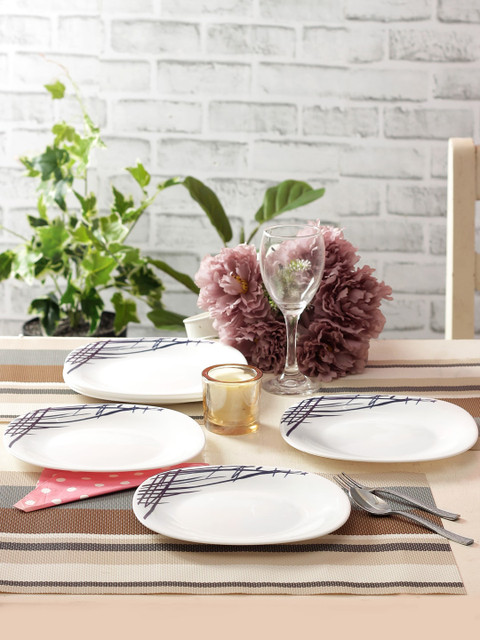 

Laopala White & Black 6 Pcs Printed Opalware Plates Set