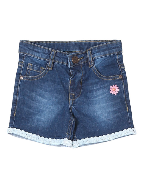 

Donuts Girls Blue Solid Regular Fit Denim Shorts
