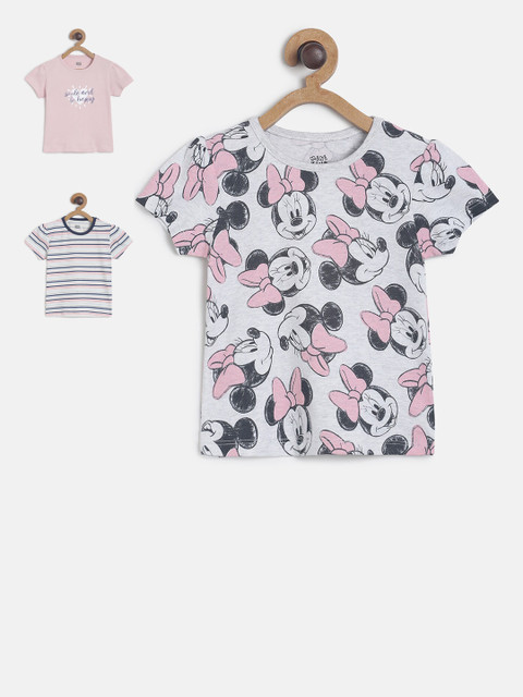 

MINI KLUB Pack Of 2 Girls Multicoloured Printed Pure Cotton Top, Multi