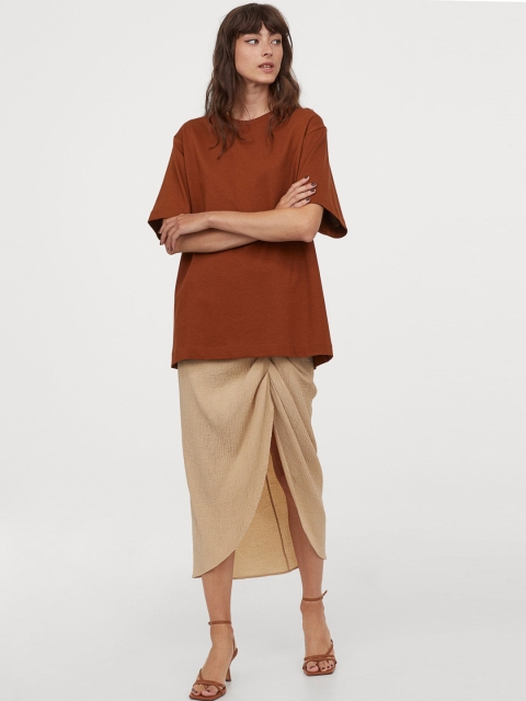 

H&M Women Brown Oversized T-Shirt