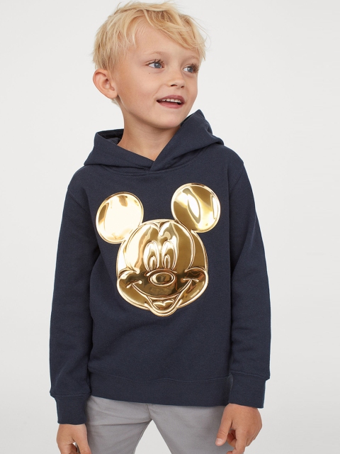 

H&M Boys Blue Mickey Mouse Printed Hooded Top with a Motif