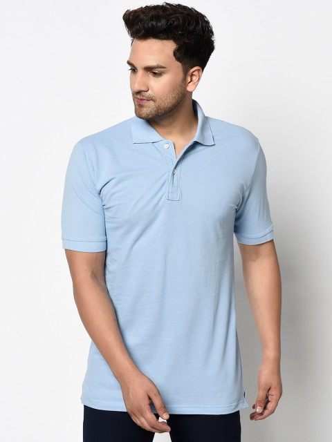 

ELEGANCE Men Blue Solid Polo Collar T-shirt