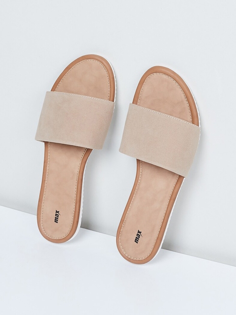 

max Women Beige Solid PU Sliders