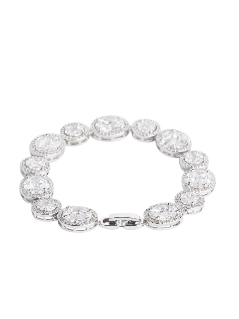 

shaze Silver-Toned Brass Rhodium-Plated Wraparound Bracelet