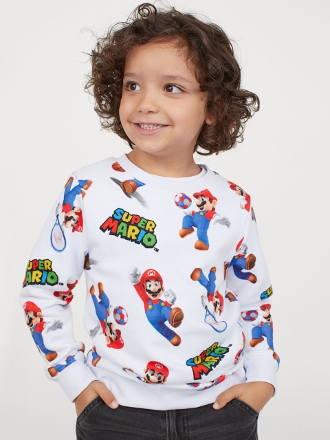 

H&M Boys White Super Mario Printed Sweatshirt