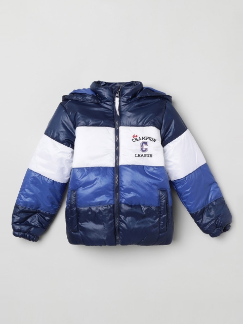 

max Boys Blue & White Colourblocked Puffer Jacket