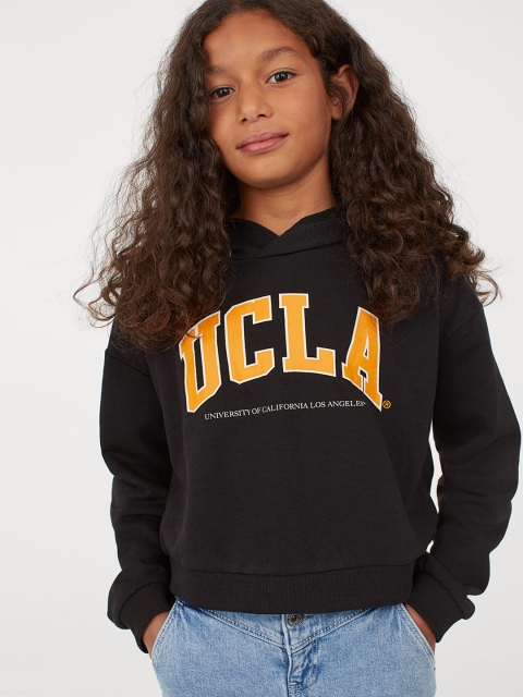 

H&M Girls Black Printed Hoodie