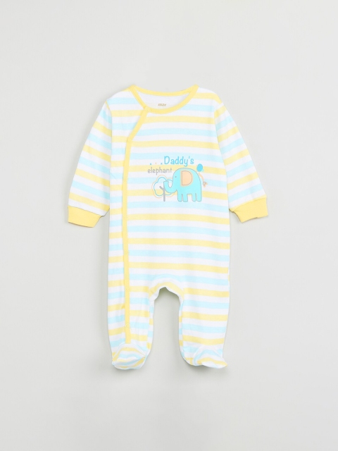 

max Infant Boys White & Yellow Printed Sleepsuit