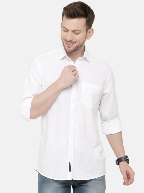 

CAVALLO by Linen Club Men Cotton Linen White Regular Fit Solid Casual Shirt