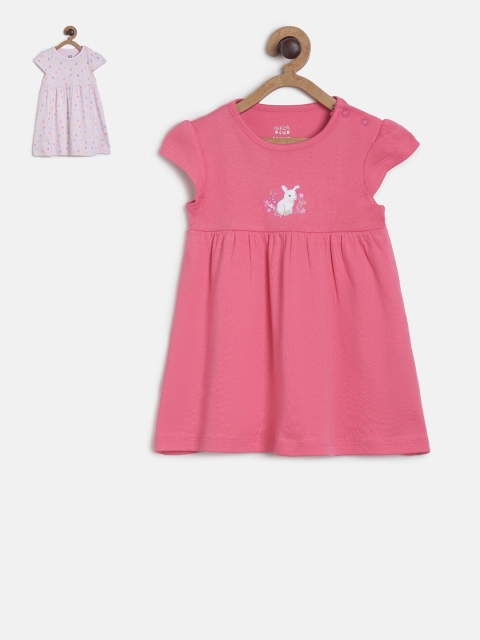 

MINI KLUB Infant Girls Pack of 2 Printed Fit and Flare Dresses, Pink