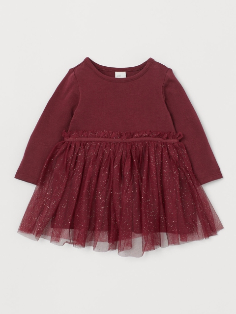 

H&M Girls Maroon Solid Tulle-Skirt Dress