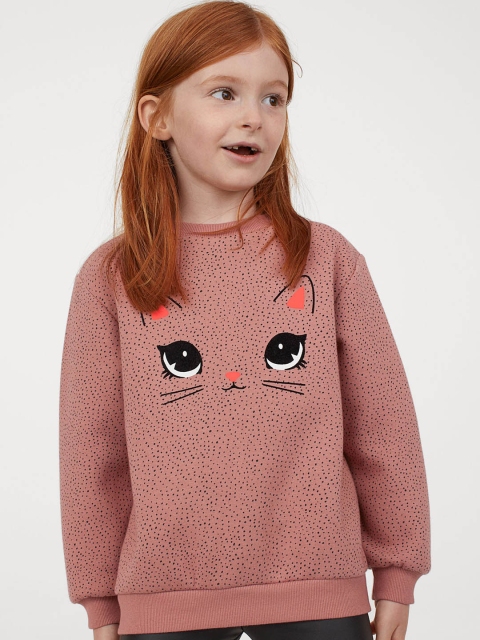H&M Girls Pink Printed Sweatshirt