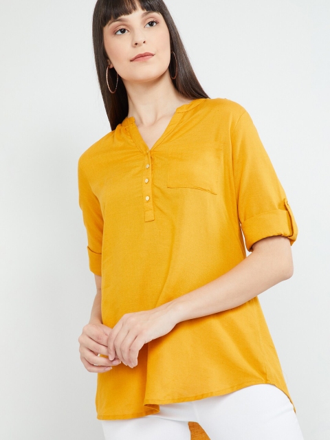 

MAX Women Yellow Solid High-Low Tunic