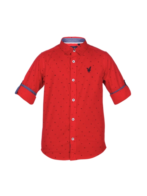 

URBAN SCOTTISH Boys Red Regular Fit Printed Casual Shirt