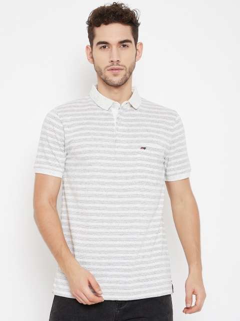 

NEVA Men Off-White Striped Polo Collar T-shirt