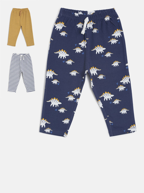

MINI KLUB Girls Pack of 3 Printed Track Pants, Navy blue