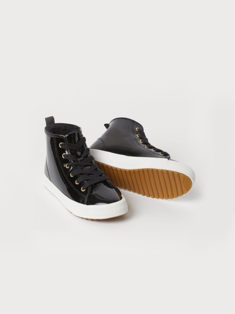 

H&M Girls Black Solid Faux Shearling Lined Hi Tops