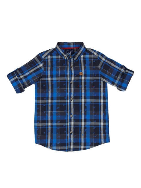 

URBAN SCOTTISH Boys Blue & Black Regular Fit Checked Casual Shirt