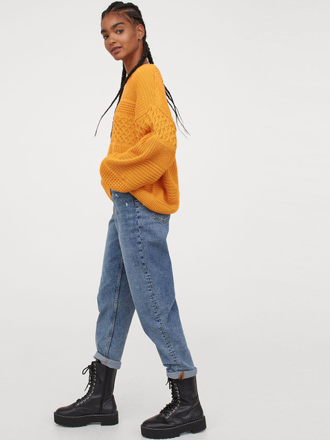 

H&M Women Yellow Textured-Knit Jumper