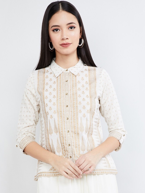 

max Women Cream-Coloured Printed Top