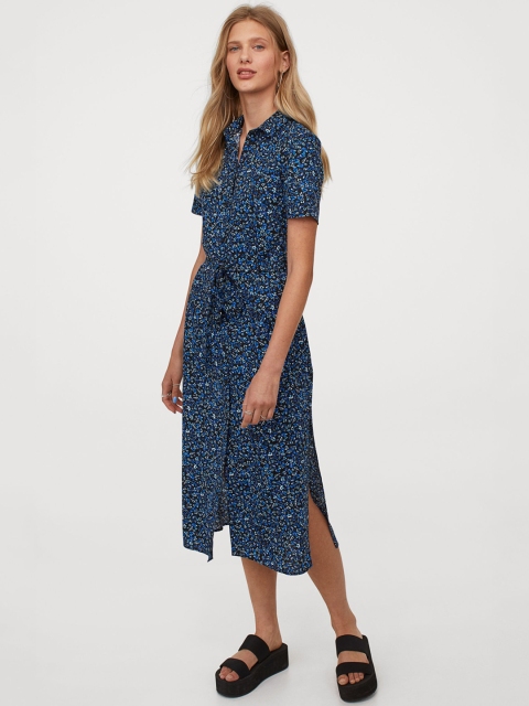 

H&M Women Blue Printed Shirt Dress
