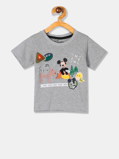 

Colt Boys Grey Mickey Mouse Printed Round Neck T-shirt
