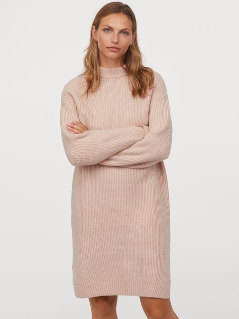 

H&M Women Pink Rib-Knit Dress