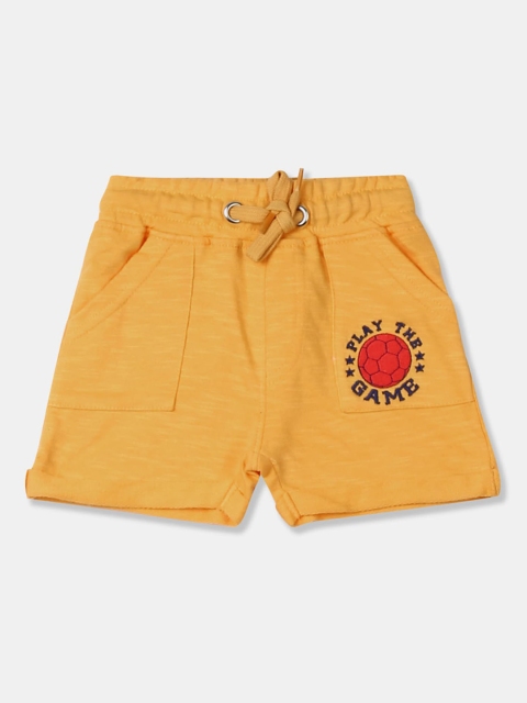 

Donuts Infant Boys Yellow Printed Knitted Regular Shorts