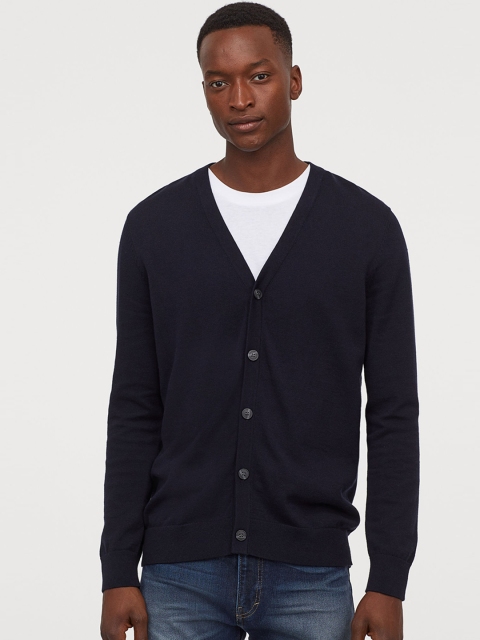 

H&M Men Blue Cotton Cardigan