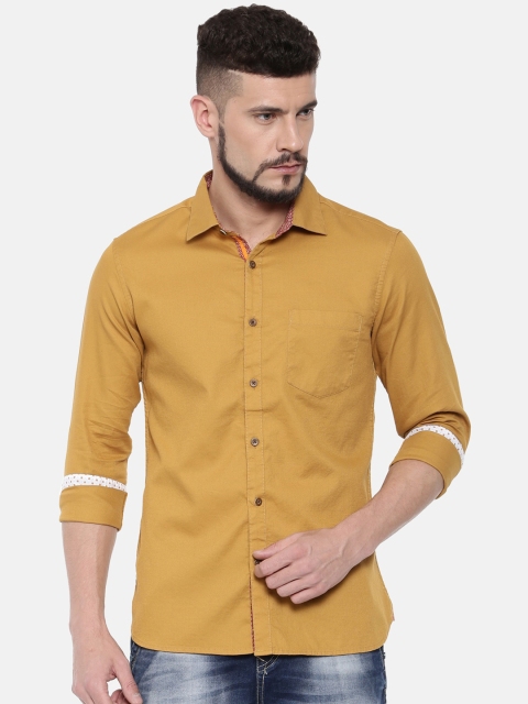 

IMYOUNG Men Yellow Slim Fit Solid Casual Shirt