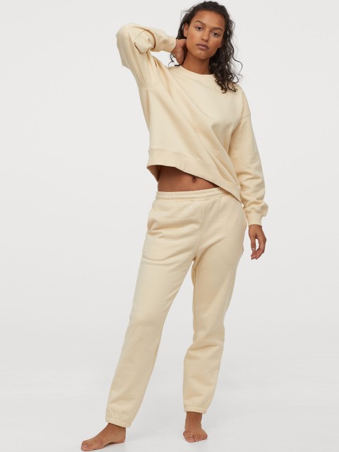 

H&M Women Beige Cotton Sweatpants