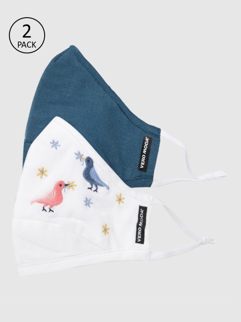 

Vero Moda Pack of 2 3-Ply Reusable Anti-Bacterial Cloth Masks, White