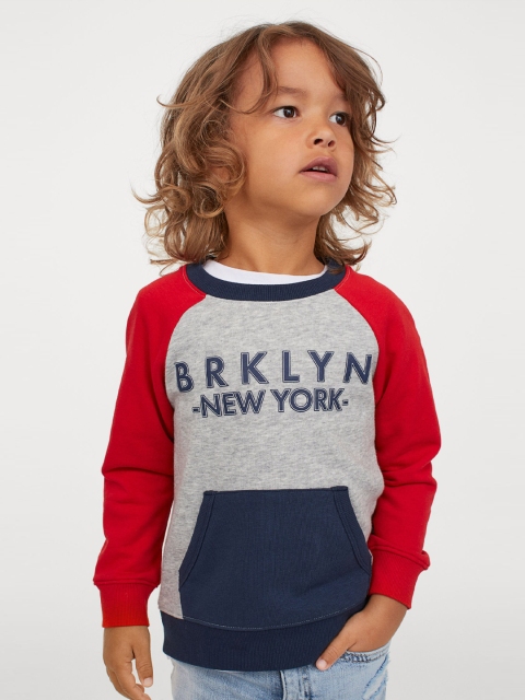 

H&M Boys Grey & Red Pocketed Sweatshirt