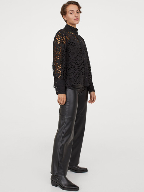 

H&M Women Black Broderie anglaise blouse