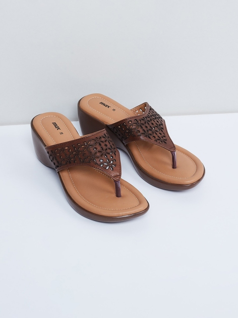 

max Women Tan Brown Solid Sandals