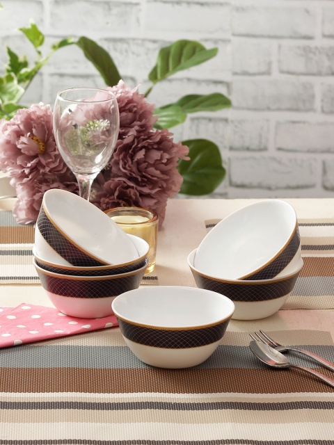 

Laopala Regent Blue Set of 6 Pcs Opalware Veg Bowl, White