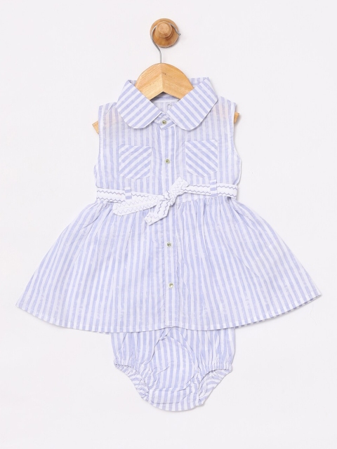 

BABY GO Girls Purple Striped Shirt Dress with Briefs