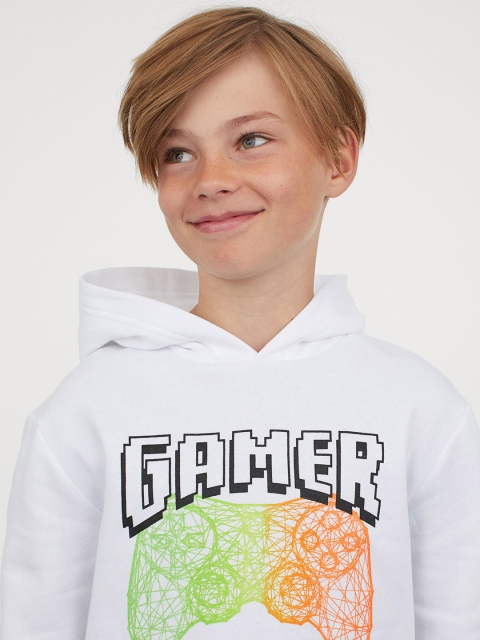 

H&M Boys Printed Hoodie, White