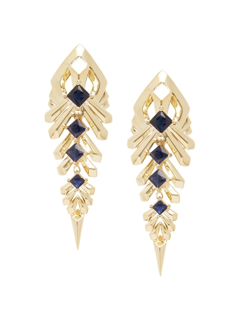 

shaze Gold-Toned & Black Gold Plated Handcrafted Contemporary Drop Earrings