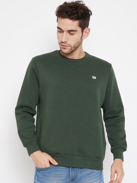

NEVA Men Olive Green Solid Sweatshirt