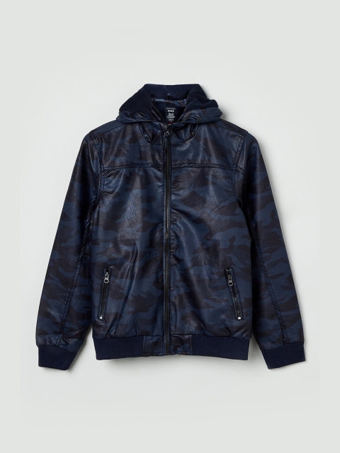 

max Boys Blue Printed Open Front Jacket