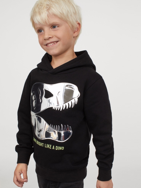 

H&M Boys Black Metallic-Motif Hoodie