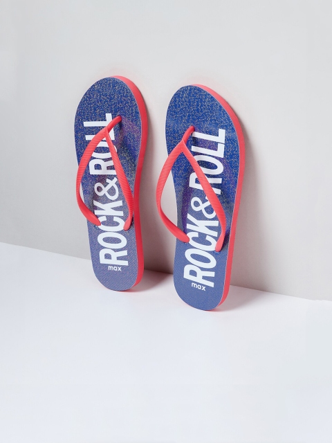 

max Women Coral & Blue Printed Thong Flip-Flops