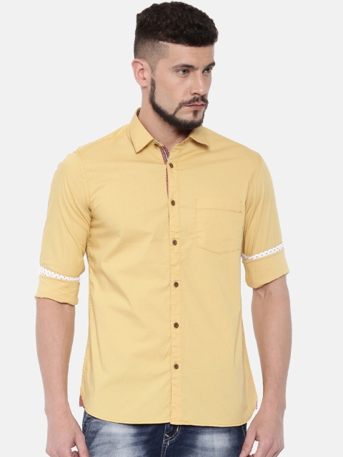 

IMYOUNG Men Yellow Slim Fit Solid Casual Shirt