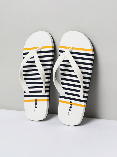 

max Men White Striped Thong Flip-Flops