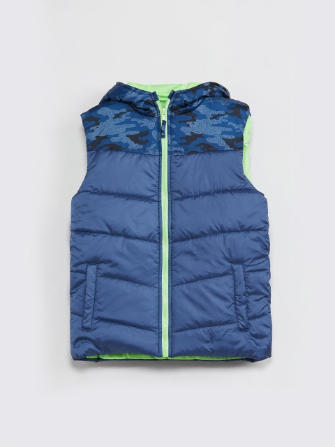 

max Boys Navy Blue Solid Quilted Jacket