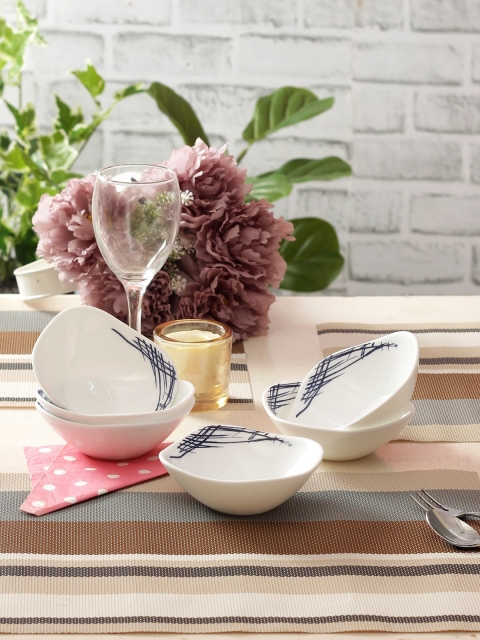 

Laopala Belladona Set of 6 Pcs Opalware Veg Bowl, White